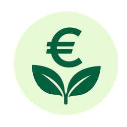 Euro y hojas, símbolo de ahorro energético