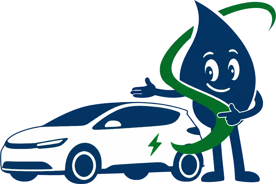 Fasil junto a un coche eléctrico