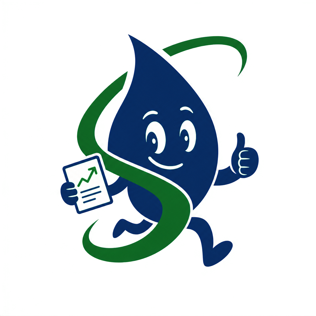 Fasil, la mascota de Fasil Energía, mostrando un informe de ahorro